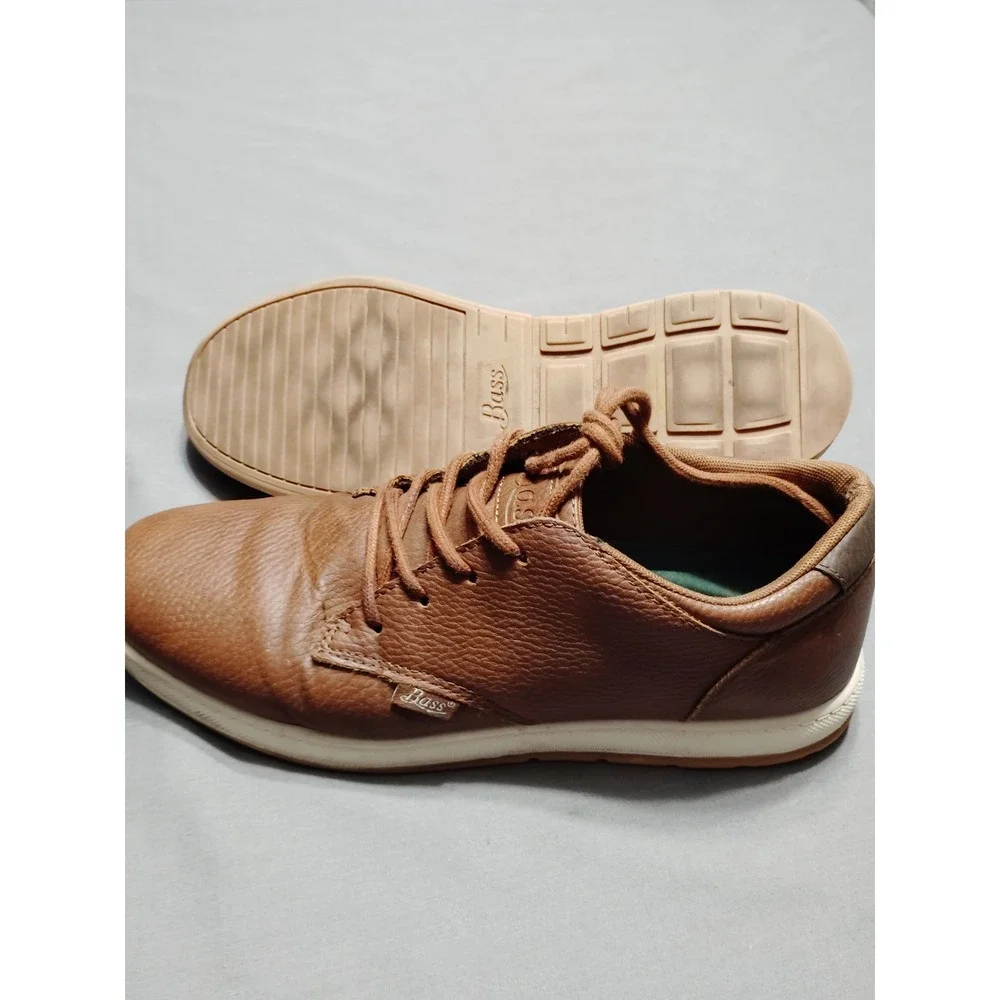Bass Shoes Men 10 Brown Peeble Leather Lace Up Classic Old Money Dress Shoes EUC